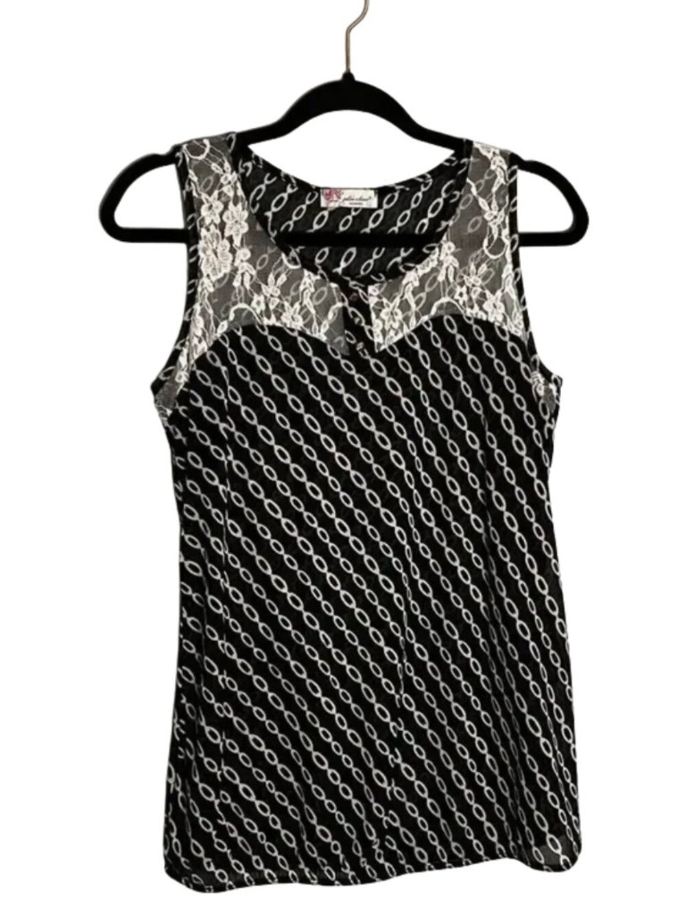 Julie’s Closet Women’s Maternity Sheer Blouse Tank Top Black & Blue Size L